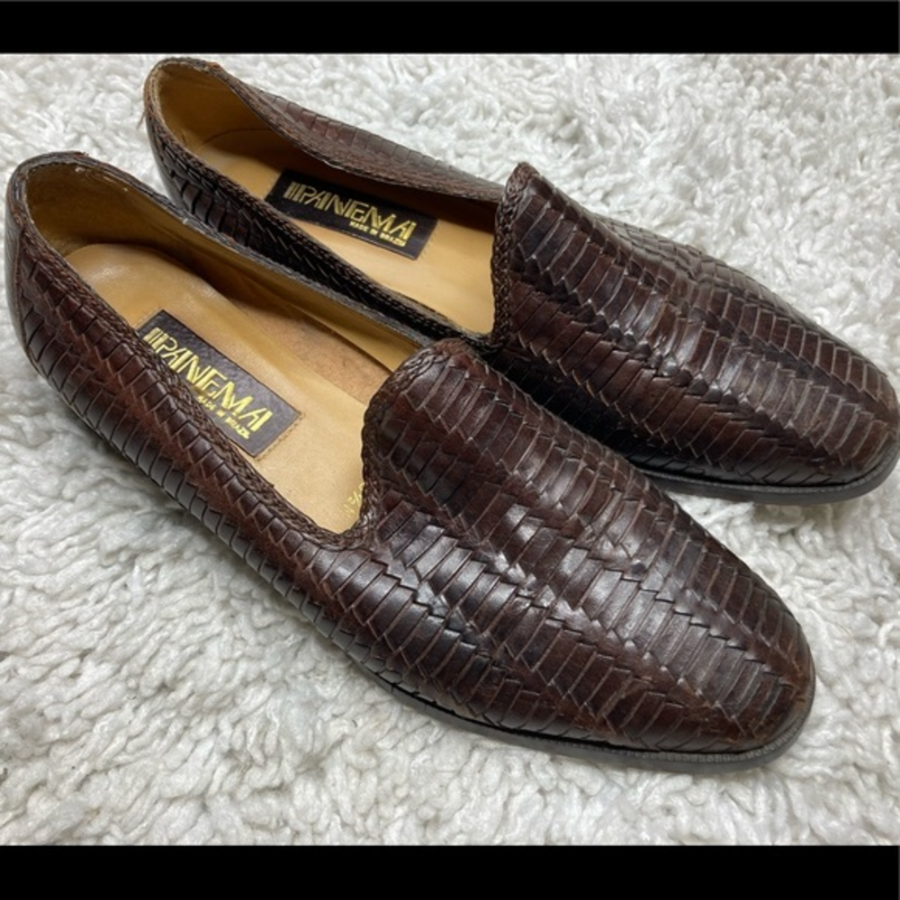 Vintage Brown Woven Loafers